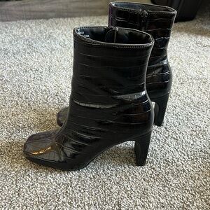 Faux leather heeled booties